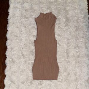 Sleeveless Brown Knit Tank Top